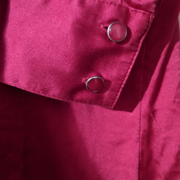 Pink silk blouse button front long sleeve - Picture 4 of 5